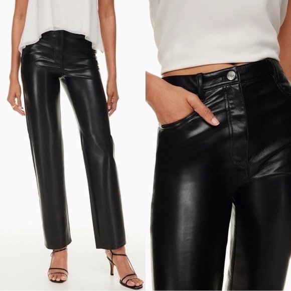 ARITZIA WILFRED FREE Melina Faux Leather Black Pants Size 8 - Picture 2 of 9